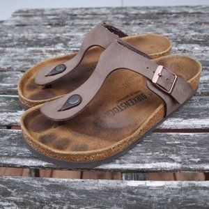 Birkenstock Gizeh Brown T-Strap Leather Sandals Women's Size 37 6